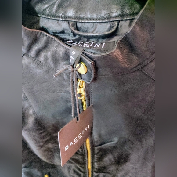 Baccini NEW Black Solid Faux Leather Jacket - Picture 2 of 8